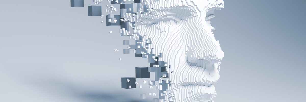 Abstract digital human face.  Artificial intelligence concept of