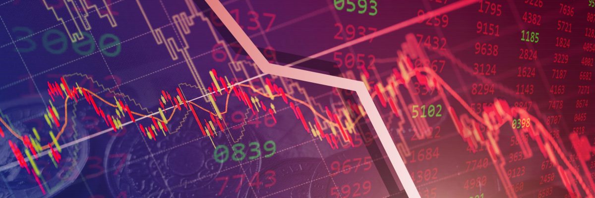 Bearish stock financial, bear market chart falling prices down turn from global economic and financial crisis.