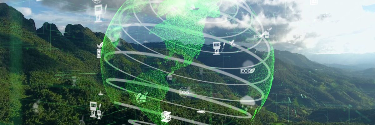 Future environmental conservation and sustainable ESG modernization development by using technology of renewable resources to reduce pollution and carbon emission .