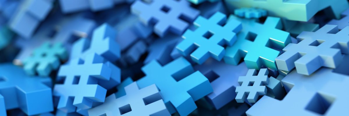 Infinite hashtag background, 3d rendering, technology and digital media concepts